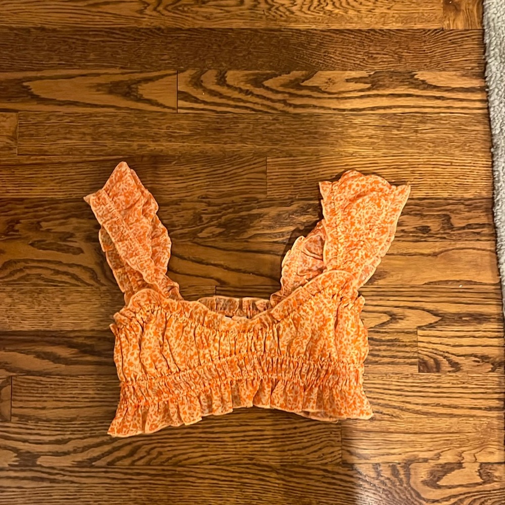 Orange Patterned Crop Top